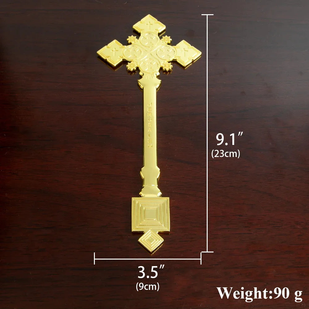 Gold-Plated Orthodox Prayer Cross – Handheld Church Blessing Cross for Prayer, Worship & Christian Gifts