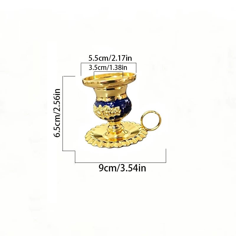 Byzantine Orthodox Candle Holder – Gold Plated Enamel Prayer Candlestick - Sylva