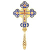Orthodox Hand Cross with Blue Enamel & Gold Finish – Decorative Christian Blessing Cross