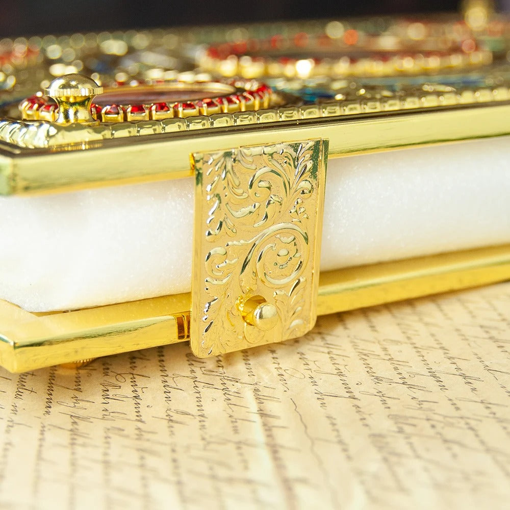Gold Plated Orthodox Gospel Book Cover with Religious Icons – Bishop Holy Bible Cover