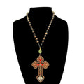 Orthodox Crucifix Necklace with Wooden Rosary Beads – Christian Prayer Jewelry